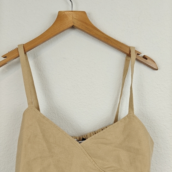 Derek Lam 10 Crosby Linen Gianna Wrap Bustier Tan Crop Top Size 8 Women's - Picture 11 of 15
